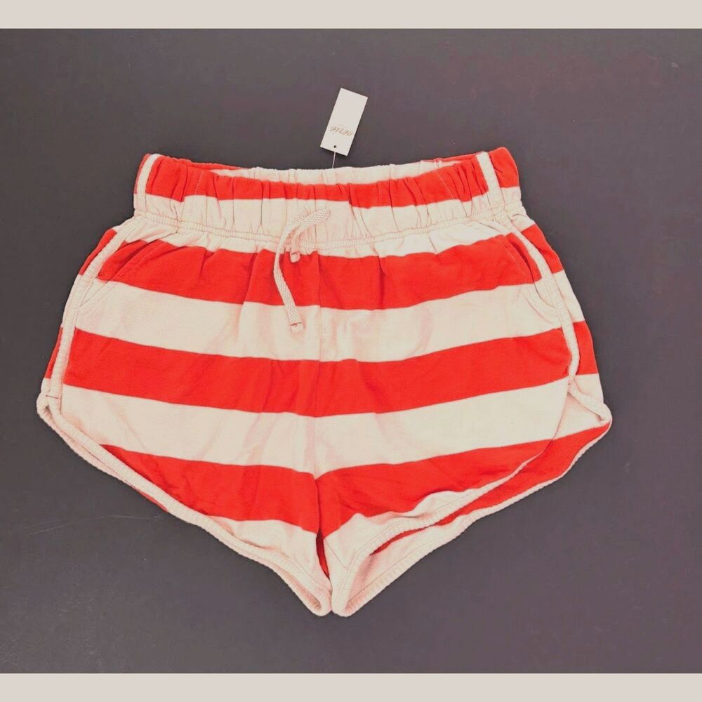 NEW Aerie American Eagle Womens S shorts Poolside terry knit stripe orange beige
